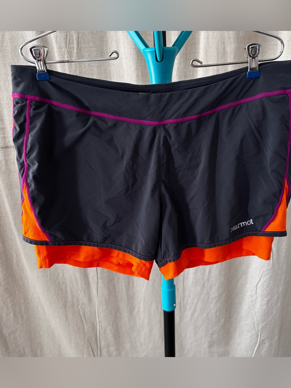 Marmot Grey Shorts with Orange compression layer